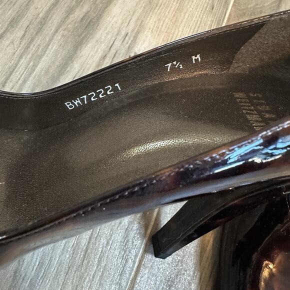 Stuart Weitzman Pumps tortoise Patent Leather 7.5 Cognac Tartuga Pointed Toe - Picture 7 of 10